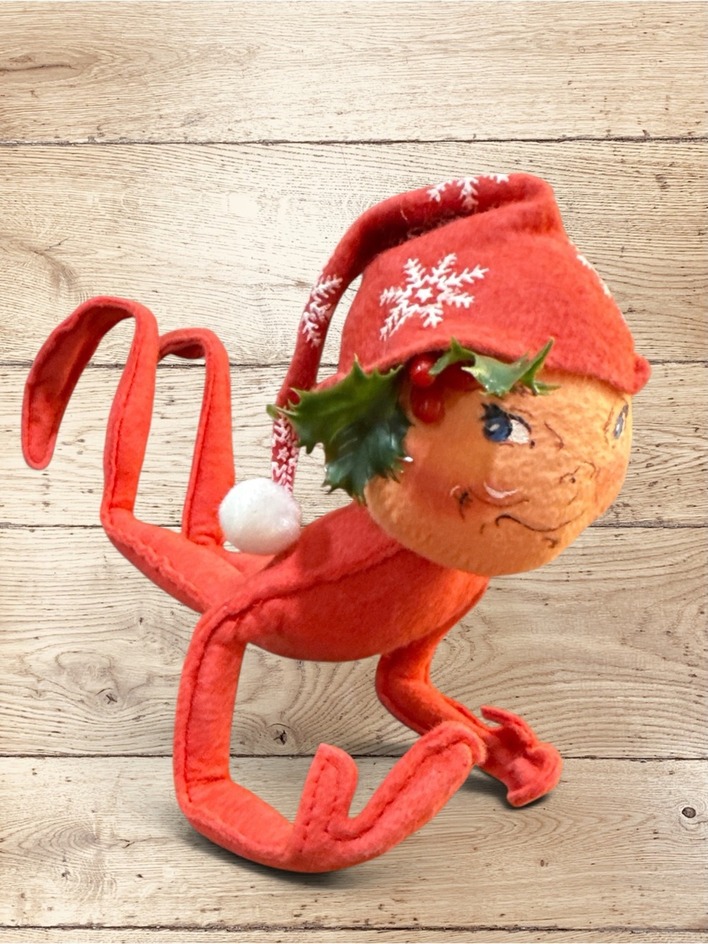 Vintage Annalee Mobilitee Red Snowflake Christmas Elf Pixie Doll 6”